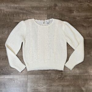 Vintage Dana Ashley lace beaded pullover Cream women’s sweater Large